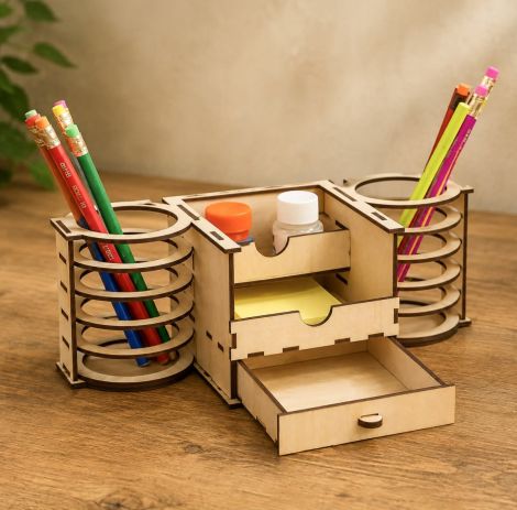 Organizador de escritorio multifuncional de madera