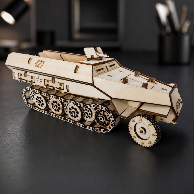 Maqueta 3D de Vehículo Militar con Detalles Realistas